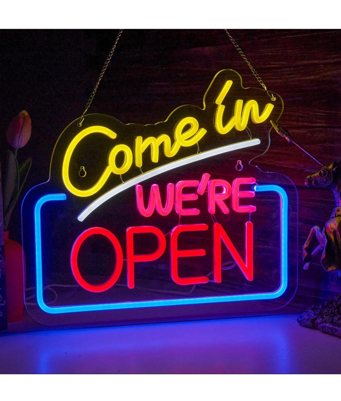 Come in We're OPEN Sign 35” LED Neon Light for Open Window Sign