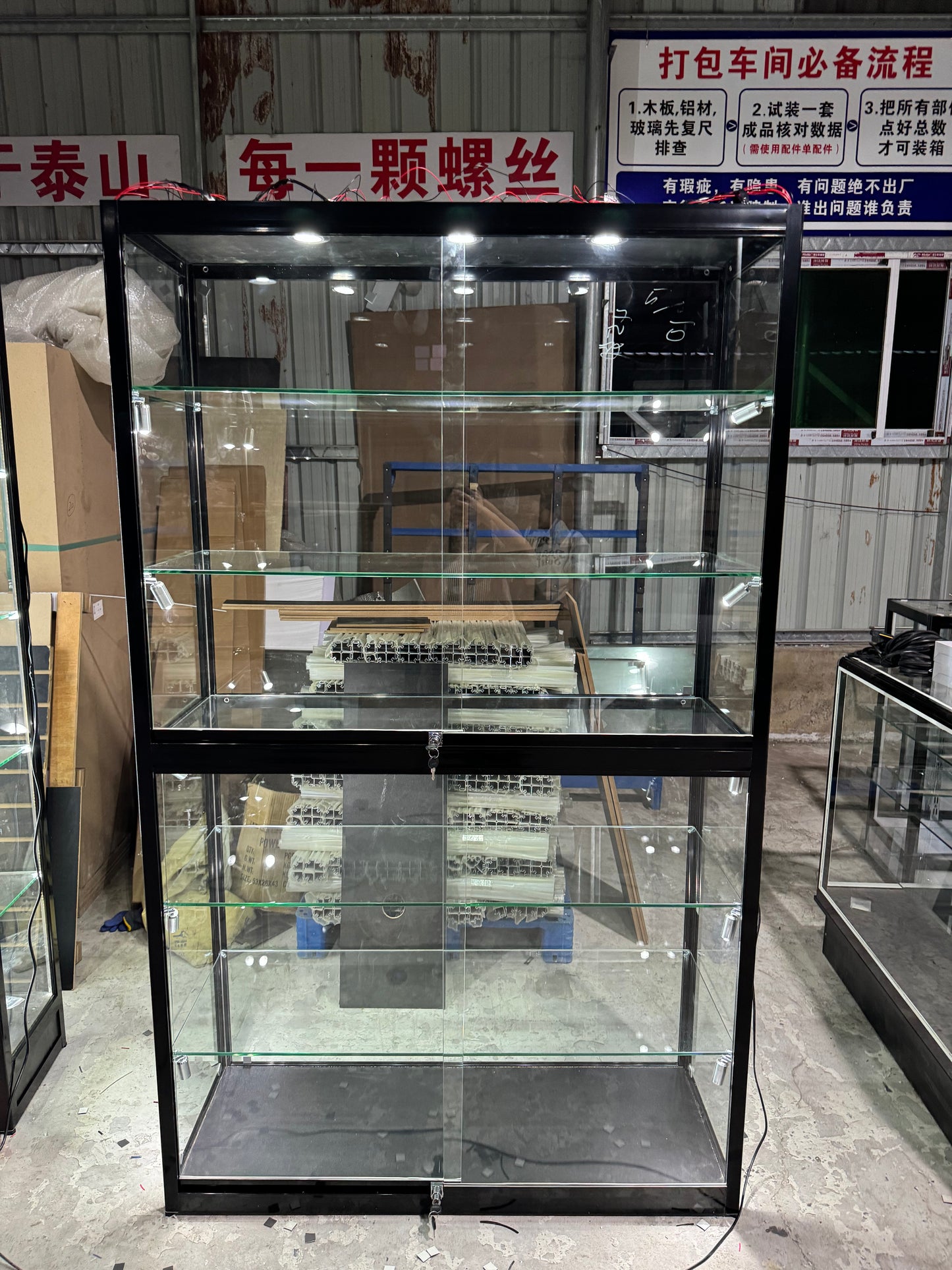 Full Vison Premium Wall Showcase With LED Spot Lights ( super wide 48"x 18"x79").