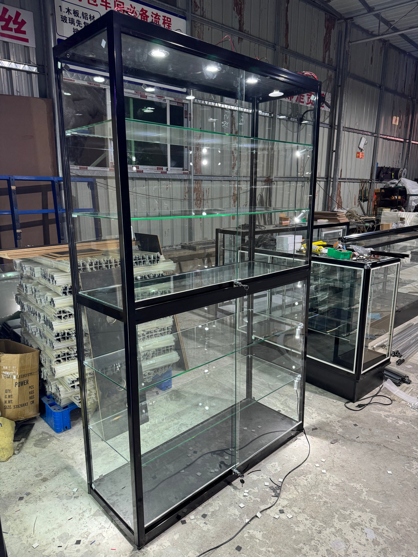 Full Vison Premium Wall Showcase With LED Spot Lights ( super wide 48"x 18"x79").