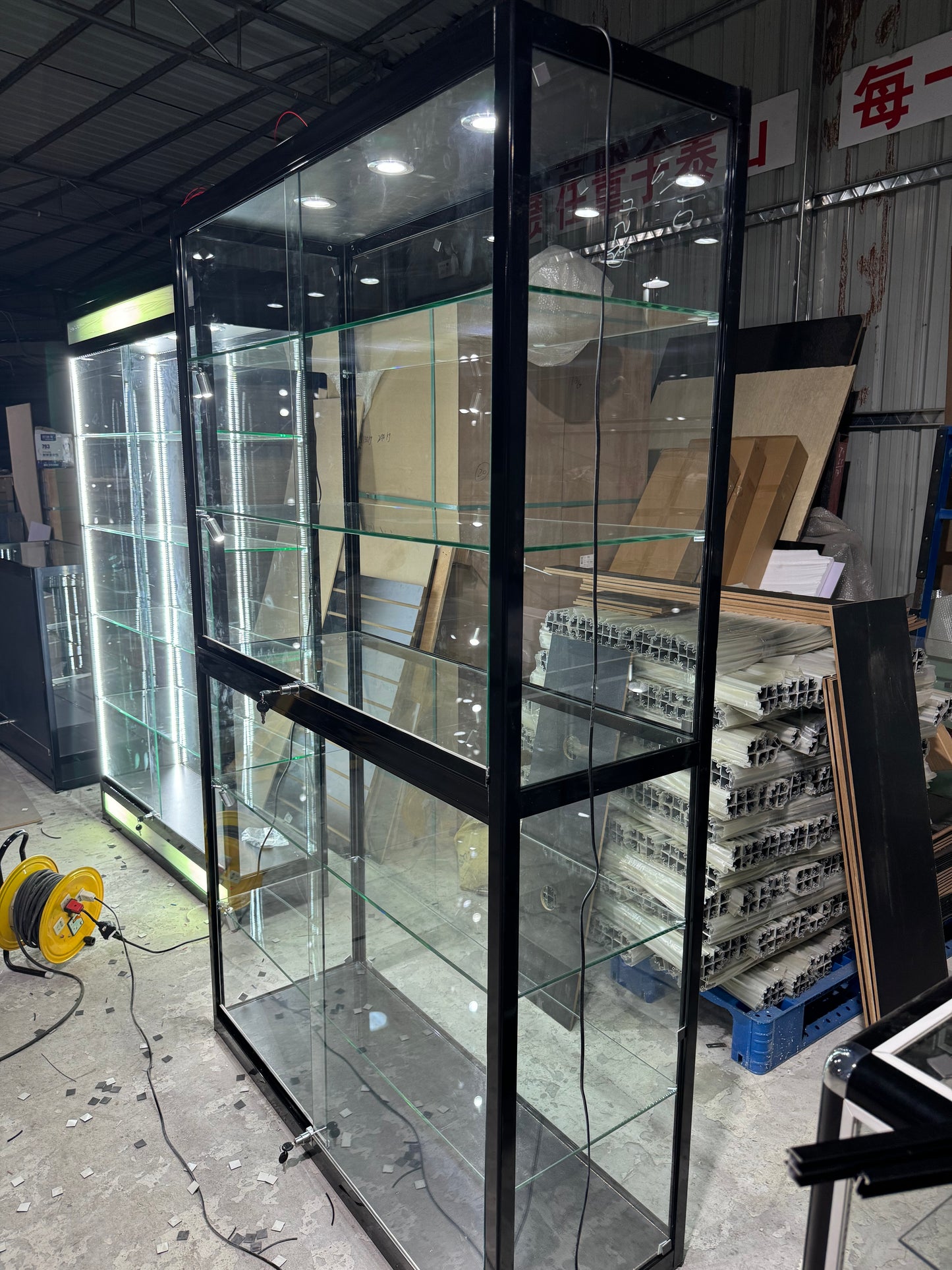 Full Vison Premium Wall Showcase With LED Spot Lights ( super wide 48"x 18"x79").