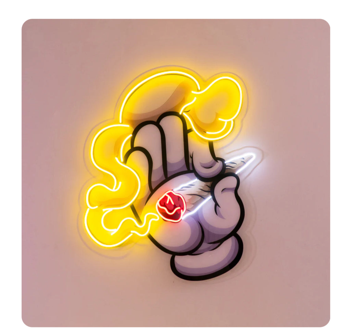 Smoking Hand 35" LED Neon Sign Light Pop Art