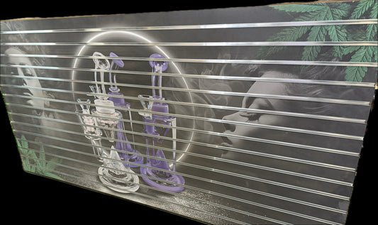 custom Slot Wall- Pipe Girl with 15 Metal stripes Slatwall Insert