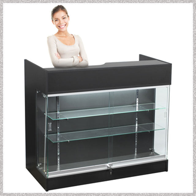 4ft Ledgetop Counter w/ Glass Front