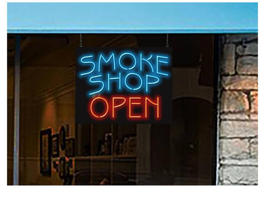 SMOKE SHOP OPEN Sign 35” LED CBD Neon Light for CBD Oil Shop Open Window Sign