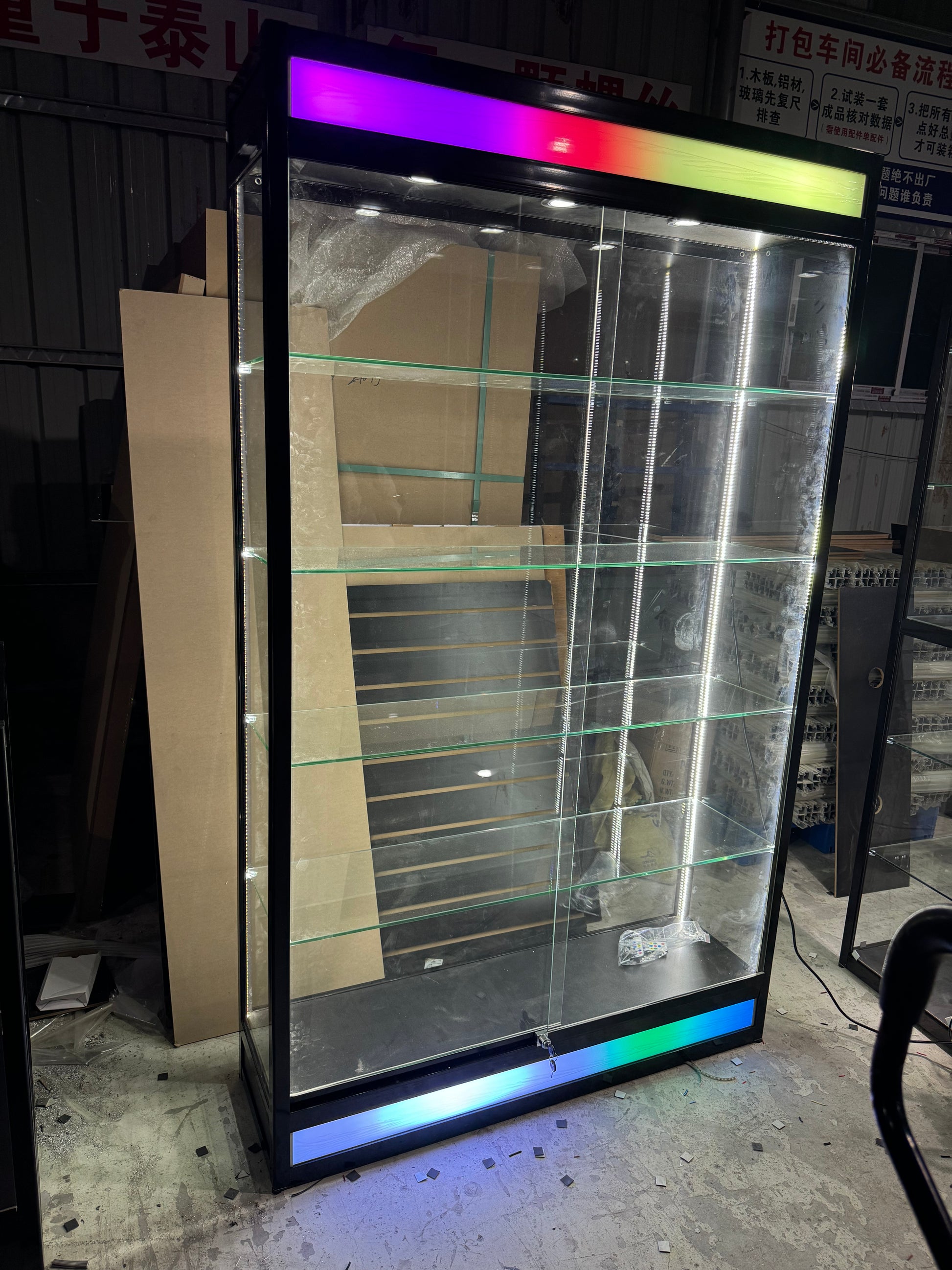 Led Showcase Display Full Vision With 2 Controllable LED Lights Wall Showcase large size 48 ...