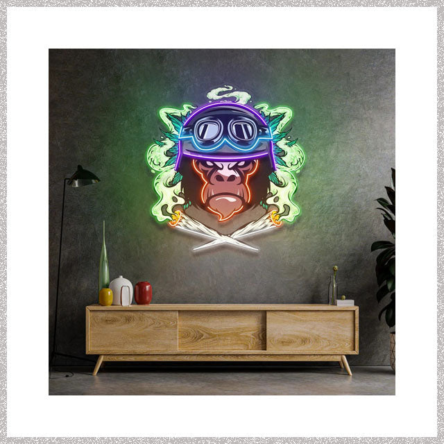 Monkey Soldier 35" LED Neon Sign Light Pop Art