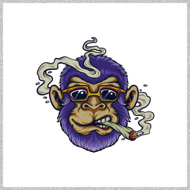 Purple Monkey Smoking Cigar 35" LED Neon Sign Light Pop Art