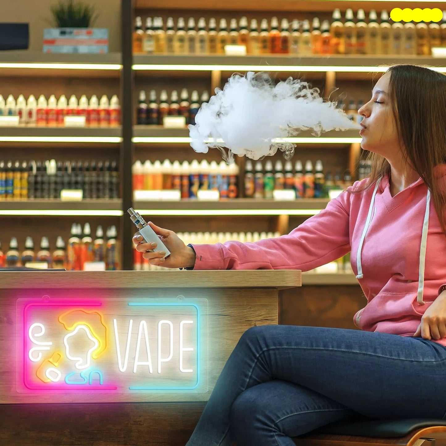 VAPE Sign 35” LED CBD Neon Light for CBD Oil Shop Open Window Sign